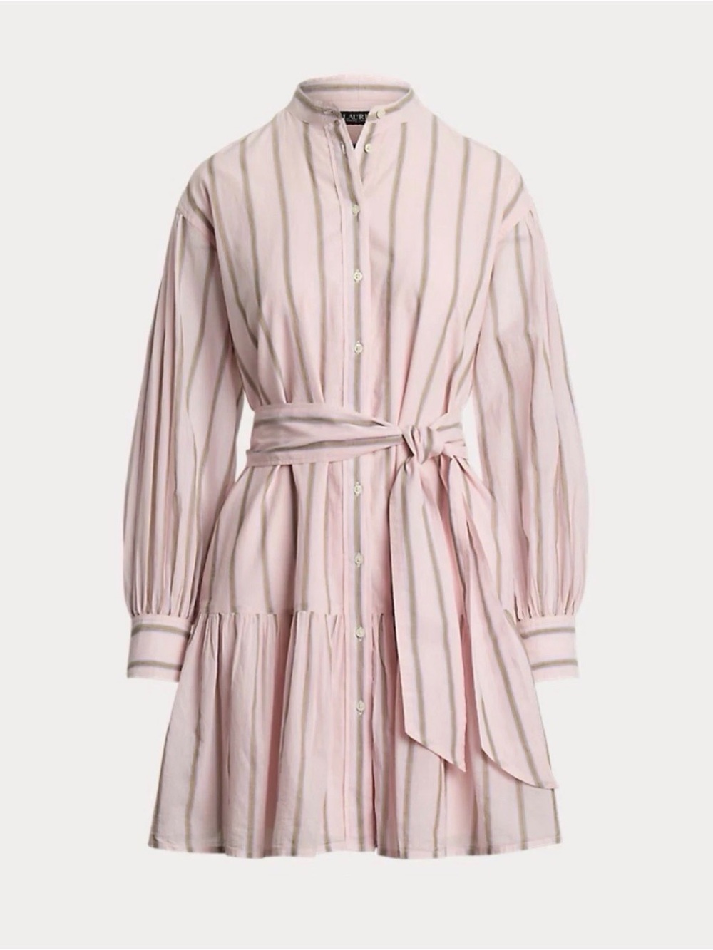 Lauren Ralph Lauren Dress Striped Voile Blouson-sleeve Shirtdress 4 preppy